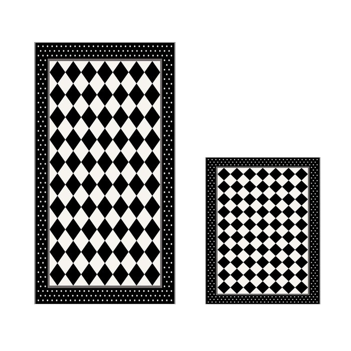 Mijölnir Juego de alfombras de baño Blanco y Negro (2 piezas) Mijölnir Juego de alfombras de baño Blanco y Negro (2 piezas)